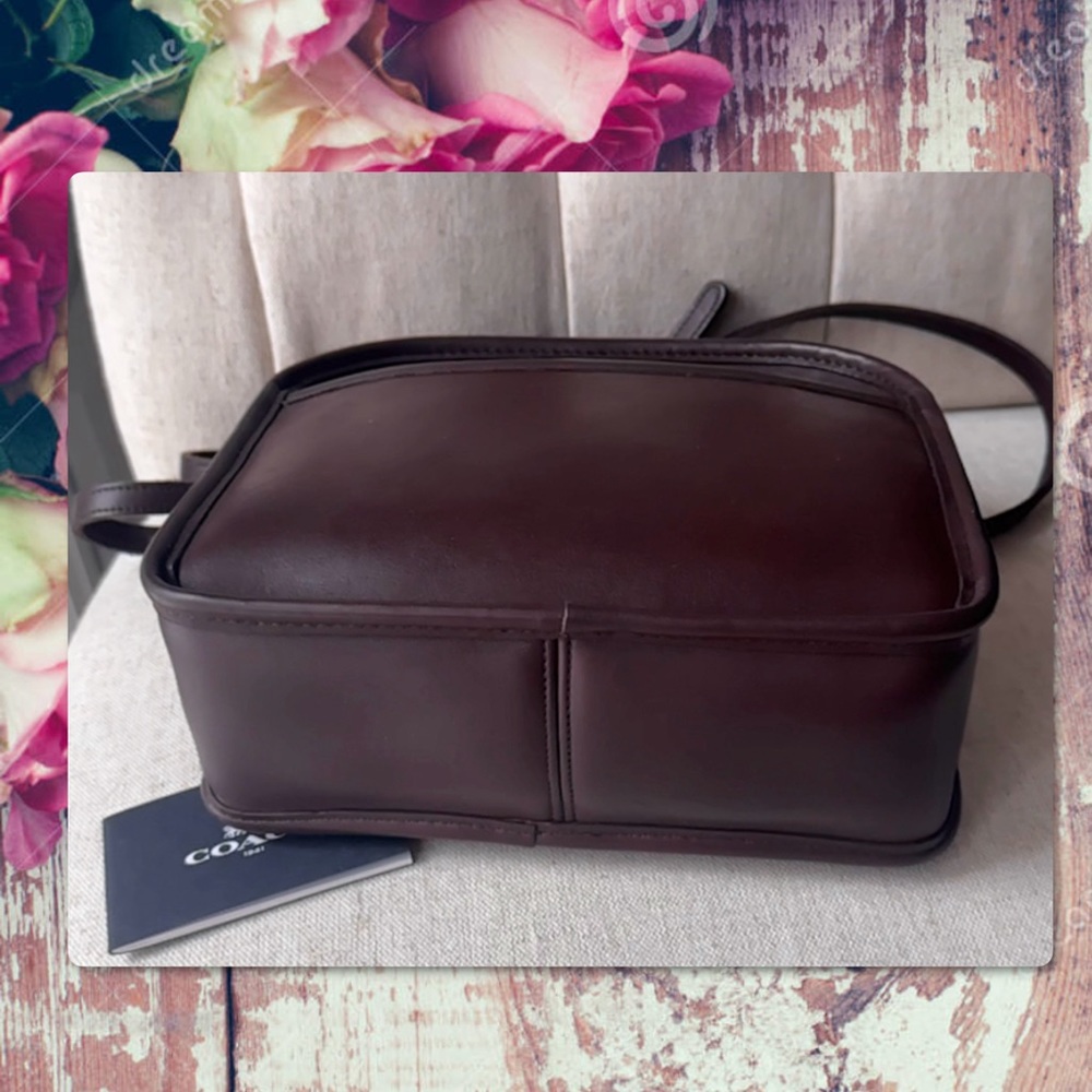 VINTAGE COACH MAHOGANY LEATHER LUNCHBOX ZIP CROSSBODY TOP HANDLE BAG 9991 - Picture 8 of 16